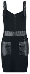 Short Dress with Chains and Faux Leather Details, Gothicana by EMP, Short dress