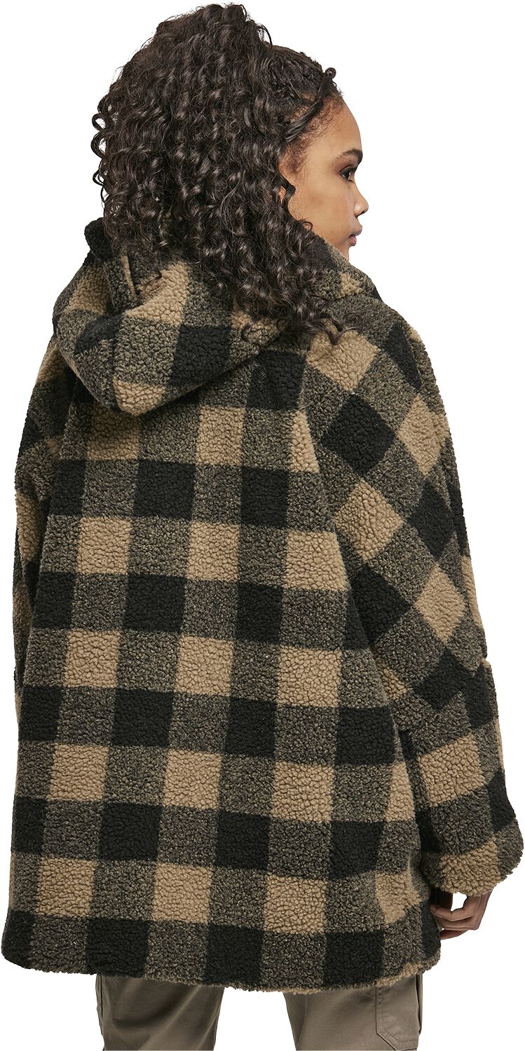 Ladies Hooded Oversized Check Sherpa Jacket, Urban Classics  Between-seasons Jacket